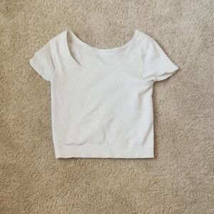 Athleta Girl Rise Above Rib Crop Tee, SIZE L/12, Color: White